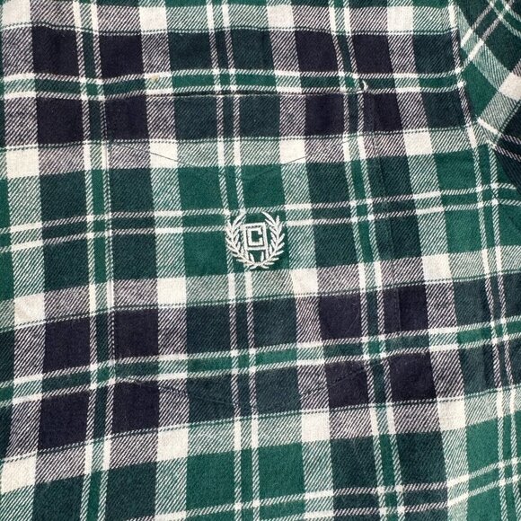 Chaps Cotton Flannel Button Up Shirt Mens 2XL Rustic Green Plaid Long Sleeve - Picture 4 of 9